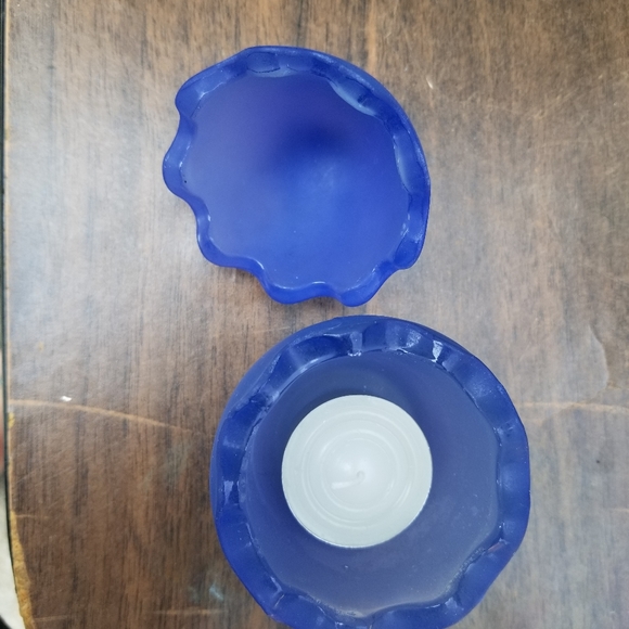 Tealight glass blue egg - Picture 2 of 2